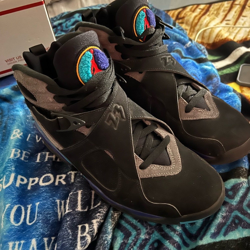 Jordan Black and Gray Sneakers with Colorful Logo